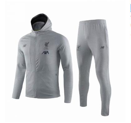 2019-2020 Liverpool chaqueta de entrenamiento con capucha gris